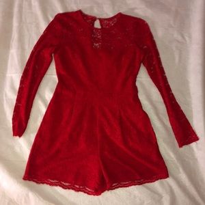 Red lace romper
